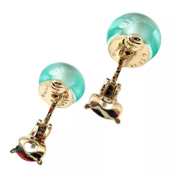 Authentic! Vintage Marina B 18k Yellow Gold Pneu Crystal Earrings - Picture 14 of 15